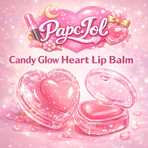 PapcJol™ Candy Glow Heart Lip Balm – Hydrating Pink Jelly Lip Moisturizer, Cute Heart-Shaped Balm for Dry Lips