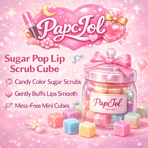 PapcJol™ Sugar Pop Lip Scrub Cube – Exfoliating Lip Polish Cubes, Candy Color Mini Scrub for Smooth Lips